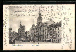 AK Pforzheim, Häuserpartie Am Marktplatz  - Pforzheim