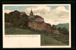 Lithographie Gernsbach, Schloss Eberstein Im Murgtal  - Gernsbach