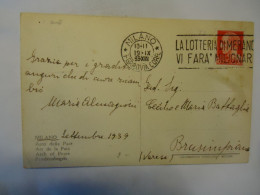 ITALY  POSTCARDS  MILANO 1939 STAMPS AND SLOGAN - Other & Unclassified