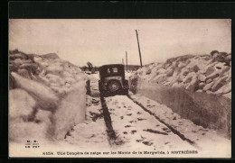 CPA Sistrières, Verschneite Strasse Avec Automobil  - Altri & Non Classificati