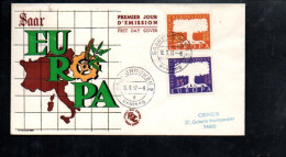 EUROPA SARRE LETTRE FDC 1957 - 1957