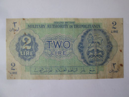 Rare! Libya/Tripolitania 2 Lire 1943 Banknote British Occupation WWII See Pictures - Libya