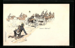 Künstler-AK Carl Becker: Batterie Galopp!, Artilleriewagen  - Other & Unclassified