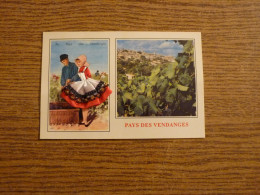 Carte Brodée "Au Pays Des Vendanges"  - Jeune Couple -  Jeune Femme Costume Brodé/Tissu - 10,5x15cm Env. - Embroidered