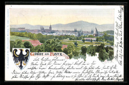 Künstler-AK Carl Biese: Goslar /Harz, Ortsansicht, Wappen  - Other & Unclassified
