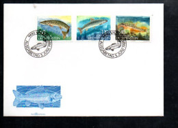 LIECHTENSTEIN FDC 1989 POISSONS D'EAU DOUCE - Poissons