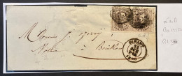 Lettre 23/10/1860 - Affr. OBP 10A Obl. P33 Namur > Bouillon - PL VII Pos. 199/200 - 1858-1862 Medaglioni (9/12)