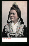 AK Frau In Hessischer Tracht  - Costumi
