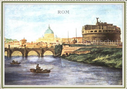 72392438 Rom Roma Engelsburg Am Tiber Radierung Von Corsi Koloriert Um 1840 Fire - Autres & Non Classés