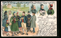 Künstler-AK Menschen In Hessischer Tracht  - Costumi