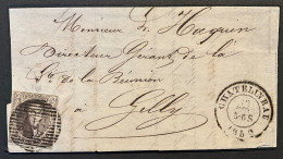 Fragment 12/11/1859 - Affr. OBP 10A Obl. P26 Chatelineau > Gilly - 1858-1862 Medallions (9/12)