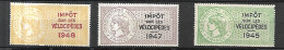 FRANCE 3 TIMBRES FISCAUX  VELOCIPEDES  1945, 47,48  N** MNH - Nuovi