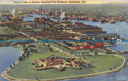 R155340 Aerial View Of Harbor Showing Fort McHenry Baltimore. Md. I. And M. Otte - World