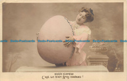 R155381 Bonne Surprise. C Est Un Bien Gros Cadeau. Woman And Large Egg. 1905 - World