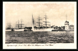 AK Segelschulschiffe Gorch Fock, Albert Schlageter Und  In Einem Hafen  - Warships