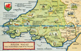 R155412 South Wales. The Marches And The Wye Valley. A Map. Salmon - World