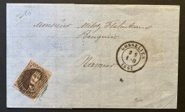 Lettre 01/08/1861 - Affr. OBP 10 Obl. P50 Gosselies > Namur - 1858-1862 Medallions (9/12)