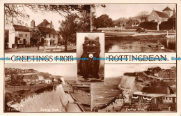 R155489 Greetings From Rottingdean. Multi View. A. W. W. RP. 1936 - World