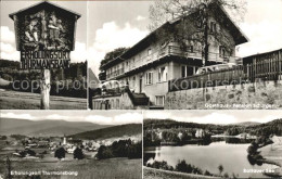 72390635 Thurmansbang Geschnitztes Ortsschild Gasthaus Pension Schuerger Panoram - Other & Unclassified