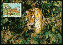 Mk Laos Maximum Card 1984 MiNr 707 | Endangered Animals The Tiger WWF #max-0113 - Laos