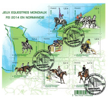 FRANCE 2014 BLOC JEUX EQUESTRES MONDIAUX EN NORMANDIE OBLITERE 1ER JOUR SUR FRAGMENT - F 4890 - Gebraucht