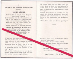 Kapellen. John Ydens. °14-01-1913 - 29-09-1967 Antwerpen. Oud-Strijder 1940-1945. 7e, 15e, 37e En 57e Linieregimenten. - Obituary Notices