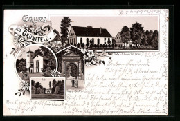 Lithographie Grünefeld, Fürstliche Villa, Bad, Eingang Zum Park  - Other & Unclassified
