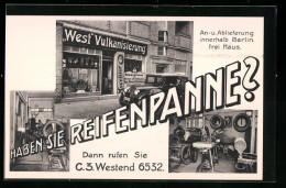 AK Berlin-Charlottenburg, Auto, West Vulkanisierung In Der Sophie-Charlotte-Str. 41-43  - Passenger Cars