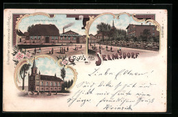 Lithographie Selmsdorf, Lenschow`s Gasthof, Strassenpartie, Kirche  - Other & Unclassified