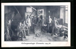 AK Chemnitz, Kriegsgefangene In Einer Stube, Gefangenenlager Chemnitz 1914 /16  - Guerre 1914-18
