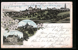 Lithographie Cronberg I. Taunus, Hotel Kaiser Friedrich, Schloss-Friedrichshof, Teilansicht  - Taunus