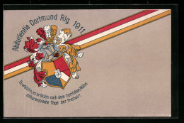 Künstler-AK Dortmund, Abiturientia Dortmund Rlg. 1911, Ritterhelm Und Studentenwappen, Absolvia  - Otros & Sin Clasificación