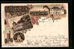 Lithographie Göttingen, Gasthaus V. D. Chaussee, Rohns, Merkel-Denkmal  - Göttingen