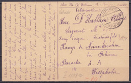 CP En Feldpost (Felpostkarte) Càpt VERVIERS /23.8.1915 Pour Prisonnier Au Camp De NEUENKIRCHEN Bei RHEINE Westphalie - Armada Alemana