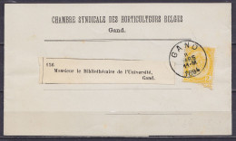 Bande D'imprimé "Chambre Syndicale Des Horticulteurs Belges" Affr. N°54 (RRR ! 2c Jaune Seul Sur Bande Imprimés) Càd GAN - 1893-1907 Coat Of Arms