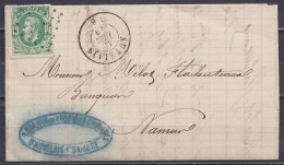L. Affr. N°30 Lpts "22" Càd AUVELAIS /15 DEC 1870 Pour NAMUR (au Dos: Càd NAMUR) - 1869-1883 Leopoldo II