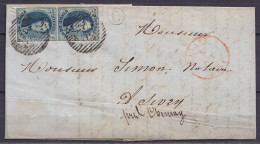L. De FLAVION Affr. Paire Verticale N°7 P33 Càd DINANT /3 OCT 1851 Pour SIVRY Près Chimay - Boîte Rurale "C" - 1851-1857 Medaillen (6/8)