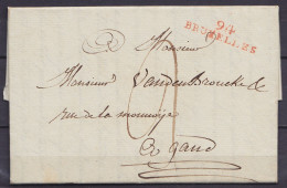 L. Datée 25 Prairial An 12 (14 Juin 1804) Pour GAND - Griffe Rouge "94/ BRUXELLES" - Port "2" - 1794-1814 (Periodo Francese)