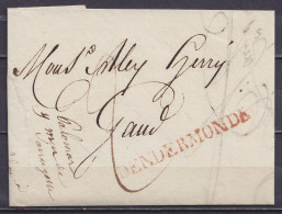 L. Datée 16 Août 1820 De TERMONDE Pour GAND - Griffe "DENDERMONDE" - Port "2" - 1815-1830 (Période Hollandaise)