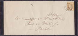 Imprimé Affr. N°28A Càd PONTOISE /24 AVR 1868 Pour Comtesse De Montblanc à PARIS (au Dos: Càd Arrivée PARIS) - 1863-1870 Napoléon III Con Laureles