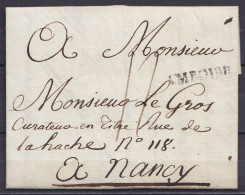 L. Datée 3 Juin 1777 De AMBOISE Pour NANCY - Griffe "AMBOISE" - Port "12" - 1701-1800: Vorläufer XVIII