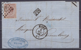 L. Affr. N°19 Lpts "252" Càd MONS /9 MAI 1866 Pour LUXEMBOURG - [PD] (au Dos: Càd Arrivée LUXEMBOURG) - 1865-1866 Profile Left