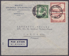 Congo Belge - L. Par Avion "Société Coloniale D'Electricité" Affr. N°254+ 2xPA12 Càd LEOPOLDVILLE /-1.11.1946 Pour PARIS - Covers & Documents