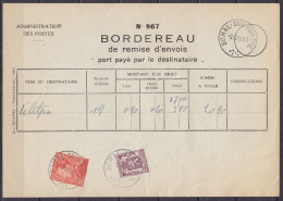 Bordereau De Remise D'envoi "port Payé Par Le Destinataire" Affr. N°714+435B Càd BOMAL-SUR-OURTHE /-9.12.1950 - 1936-1951 Poortman