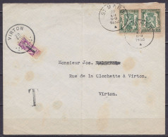 L. Affr. Têtes-bêches KP19 Càd St MARD /27 XII 1938 Pour VIRTON - Taxé 10c (1/2 N°422) Càd VIRTON /28 XII 1938 - Cartas & Documentos