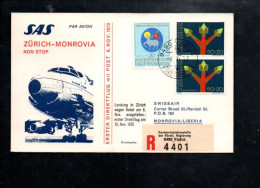 PREMIER VOL ZÜRICH-MONROVIA NON STOP PAR SAS 1972 - Airplanes