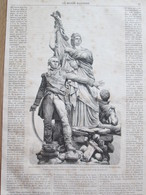 Gravure  1869 Embelissement De Paris   MONUMENT STATUE   ANCIENNE BARRIERE CLICHY   MARECHAL  MONCEY - Unclassified