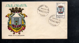 ESPAGNE FDC 1962 BLASON DE ALAVA - Enveloppes