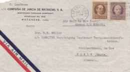 1939: Via Ari Mail Matanzsas To Köln - Textil - Otros & Sin Clasificación