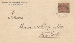 Ecuador: Letter Nietos De Ildefonso Coronel Guayaquil To New York - Equateur